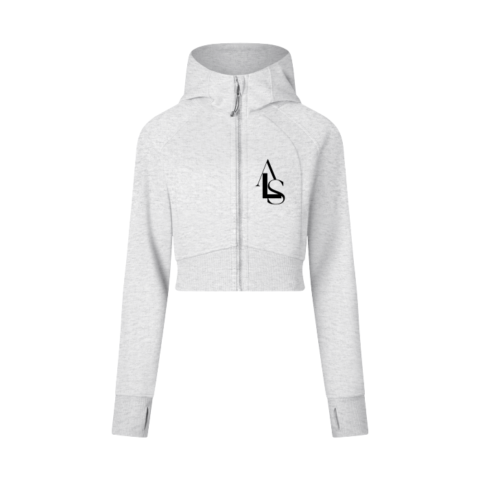 ASL | Grey Cropped Zip-Through Hoodie