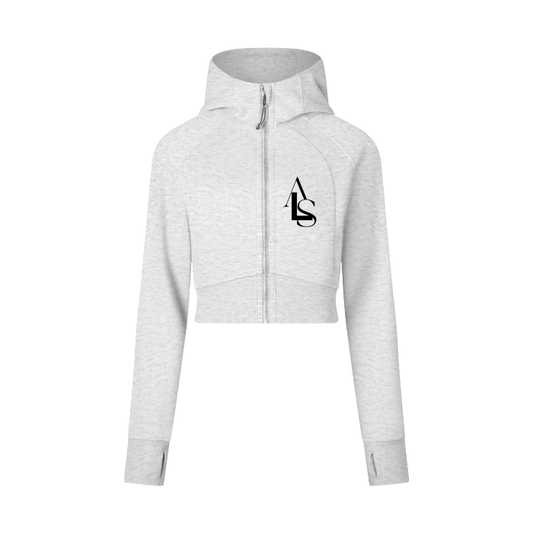 ASL | Grey Cropped Zip-Through Hoodie